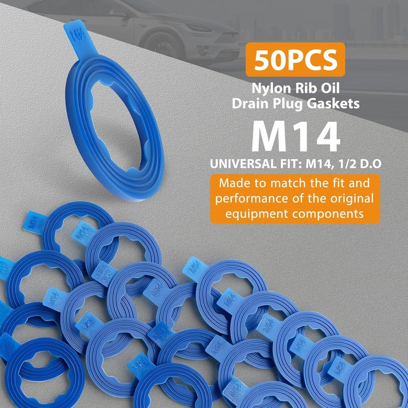 DEEFILL 50 PCS Nylon Rib Drain Plug Gasket, Fits M14, 1/2Do Replace 097-118, 66303, F0CZ6734A - Image 2